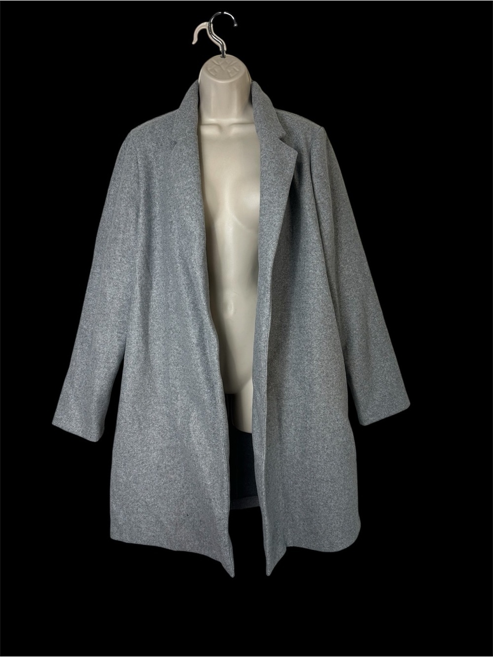 Love Tree Gray Open-Front Wool Blend Coat